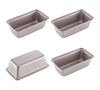 CHEFMADE Mini Ensemble de poêles à Pain, 5.5 Pouces 4 pièces antiadhésif Rectangle Pain et Viande Cuisson pour la Cuisson au Four et au Pot instantané (Or Champagne)