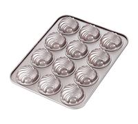 CHEFMADE Moule à gâteau moule Madeleine, Ustensiles de cuisson Madeline à coque sphérique antiadhésive à 12 cavités pour la cuisson au four (or Champagne)