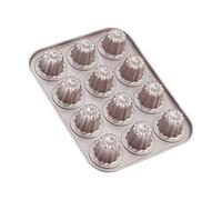 CHEFMADE - Moule À Mini Cannelés 12 Empreintes En Acier Carbone Ø 3,5 cm | 12 empreintes Ø 3,5 cm, acier carbone 0,8 mm, revêtement antiadhérent, jusqu'à 220°C