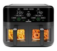 CHEFMAN air fryer2 bacs de 5,6 litres à visualisation claire,Cuisson synchronisée, arrêt automatique, bacsantiadhésifs lavables au lave-vaisselle, 2100W, air fryer 2 tiroirs double numérique - Noir