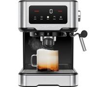 Chefman CraftBrew Machine porte-filtre avec pompe 15 bars, écran tactile numérique, vapeur, machine à expresso compacte avec réservoir d'eau amovible de 1,5 l, acier inoxydable