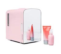 Chefman - Iceman Portable Mirrored Personal Fridge 4L Mini Refrigerator, Skin Care, Makeup Storage, Beauty, Serums & Face Masks, Small For Desktop Or Travel, Cool & Heat, Cosmetic Application, Pink