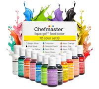 Chefmaster - Liqua-Gel Lot de 12 peintures alimentaires B - Couleurs alimentaires résistantes à la décoloration - Couleurs vives et attrayantes, formule facile à mélanger, résistante à la décoloration