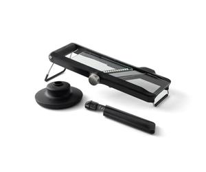 Chef'n - Mandoline en Verre/Trancheuse avec 3 Lames de Coupe, Plastique/Acier Inoxydable, Noir, Coffret Cadeau, 42 x 19 x 12 cm