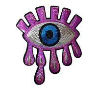 CHEFRU 4pcs 31 * 34cm Grands Patchs à Paillettes Mauvais œil, Patchs Globe oculaire Fer sur Badge Oeil Bleu pour vêtements Bricolage Autocollants Faits à la Main Fer sur Couture appliquée