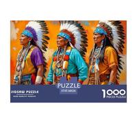 Chefs Tribaux Puzzle pour Adultes Puzzle 1000 Pièces Coiffe Colorée Jeu de Puzzle 1000 Pièces Papier Décoration Famille 38x26cm/1000pcs