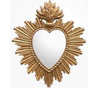 chehoma Ex-voto Miroir Coeur en résine dorée Patine Antique 30,5 x 26 cm