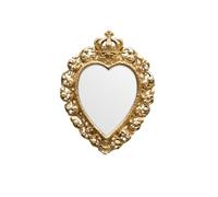 chehoma Ex-voto Miroir Coeur et Couronne Orné d'arabesques en résine dorée Patine Antique 19 cm x 14 cm