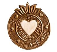 chehoma Ex-voto Mural Décoratif en Métal Doré, Motif Cœur, 10 cm, Style Vintage Belle Patine Collection ex-voto