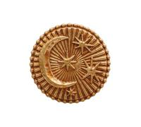 CHEHOMA Ex-Voto Mural Rayonnant, Lune et Étoiles, Patine Dorée Antique, 10 cm