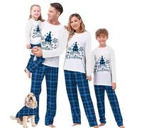 CheJooe Pyjama de Noël assorti pour la famille, pyjama de Noël doux et mignon pour couples, hommes, femmes, grande taille, enfants, garçons, femmes, famille/filles/couples/hommes, bleu, DOG-L