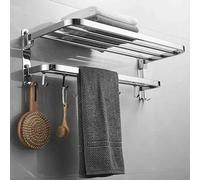 CHEKZ Porte Serviette Salle de Bain Mural,Porte Serviettes Salle de BaiEtagere Murale INOX,Stable,Multifonction,Installation à,60CM