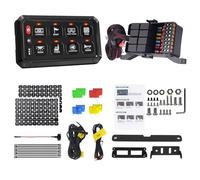 Chelhead 8 Gang Panneau de commutation interrupteurs avec boîtier relais et fusible, panneau de commutation RVB multifonction, étanche, 5 niveaux de luminosité, 3 boutons en silicone