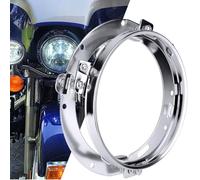 Chelhead Boîtier de phare de 18 cm, anneau de phare rond chromé, support de montage antirouille, 1 pièce, compatible avec Fat Boy, Street Glide, Tri Glide, Free Wheeler, modèle Touring 1994-2013