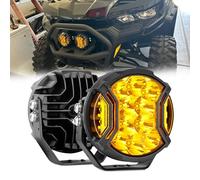 Chelhead Feux tout-terrain à LED rondes 5 pouces 172W Phares antibrouillard latéraux, Ambre DRL Spot Beam Feux Off-Road rondes Feux de travail à LEDs, Barre lumineuse jaune auxiliaire extra-la