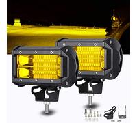 Chelhead Lot de 2 barres lumineuses LED étanches de 12,7 cm 72W 24 LED Faisceau hors route Faisceau jaune Feux de brouillard Feux de travail pour camions, tout-terrain, Jeep, ATV, UTV