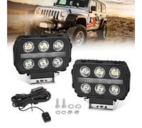 Chelhead Paire de lampes DEL de 11,4 cm avec faisceau de câblage d'interrupteur, feux de conduite avec stroboscopique et flux séquentiel, DRL, compatibles avec camions, voitures, motos, VTT, UTV, Jeep