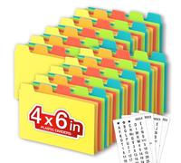 Chell Lot de 50 intercalaires de 10 x 15 cm, poids lourd pour cartes flash et cartes de recettes, avec autocollants alphabétiques/vierges