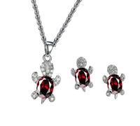 Chelonian Parure de bijoux pour femmes et filles en alliage fabriqué avec collier, boucles d'oreilles et boucles d'oreilles en forme de tortue flexible, One Size, Comme décrit, Comme décrit.
