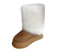 Chelsea Bottes de pluie mi-hautes en daim à talon bloc pour femme Coupe large Coupe large, blanc, 47.5 EU