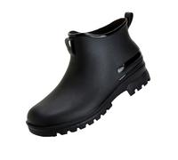 Chelsea Bottes de pluie pour femme - Bottes de pluie mi-hautes - En caoutchouc léger - Antidérapantes - Larges et courtes - Noir, Noir , 37 EU