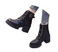 Chelsea Bottes d'hiver mi-hautes pour femme - En cuir - Légères - En daim - Confortables - Pour l'automne - Confortables - Pour l'extérieur, Noir , 38 EU