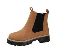 Chelsea Bottes en caoutchouc pour femme Bottes mi-hautes courtes Bottes en caoutchouc Bottes de pluie Bottes de pluie Bottes de plein air Bottes de jardin élégantes Bottes courtes, marron, 37 EU
