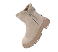 Chelsea Bottines d'équitation élégantes doublées pour femme en daim avec fermeture éclair latérale - Bottes courtes en peluche avec grosses bottes en cuir synthétique Noir Taille 35 à 43
