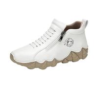 Chelsea Bottines d'hiver mi-hautes pour femme en cuir avec talon en daim Bottes d'hiver larges et confortables, Blanc., 39 EU