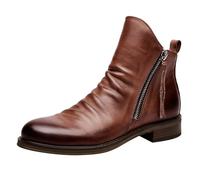 Chelsea Bottines pour homme, avec fermeture éclair latérale, bottines montantes pour le travail, le travail occidental, bottes d'équitation, confortables, bottes d'hiver, de randonnée, marron, 42 EU