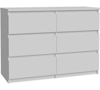 CHELSEA Commode 6 tiroirs - 110 x 42 x 80 - blanc mat
