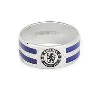 Chelsea FC Bague en acier inoxydable avec rayures 2 couleurs Taille S