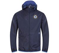 Chelsea FC officiel - Coupe-vent/Imperméable thème football - homme - Bleu marine/capuche à visière - L