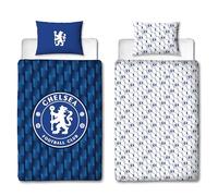 Chelsea FC Parure de lit simple avec housse de couette réversible et taie d'oreiller assortie Bleu