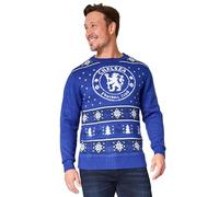 Chelsea FC Pull de Noël Homme Christmas Jumper Homme Ado Officiel Idée Cadeau Fan de Foot M-XXXL (Bleu, 2XL)
