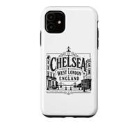 Chelsea, Ouest de Londres, Angleterre, Albert Bridge, imprimé Noir Coque pour iPhone 11
