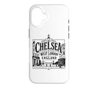Chelsea, Ouest de Londres, Angleterre, Albert Bridge, imprimé Noir Coque pour iPhone 16