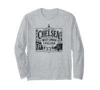 Chelsea, Ouest de Londres, Angleterre, Albert Bridge, imprimé Noir Manche Longue