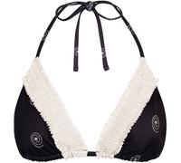 Chelsea Peers Chelsea Peers Black Shirred Embroidered Palm Parade Print Triangle Bikini Top