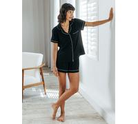 Chelsea Peers Chelsea Peers Black TENCEL Modal Short Button Up Pyjamas Set