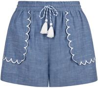 Chelsea Peers Chelsea Peers Blue Chambray Scallop Edge Shorts Blue EU 44 (UK 16)