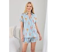 Chelsea Peers Chelsea Peers Blue Maternity Swimming Society Stripe Print Short Pyjamas Set