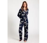 Chelsea Peers Chelsea Peers Blue Satin Zebra Print Long Pyjama Set