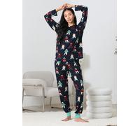 Chelsea Peers Chelsea Peers Blue Skiing Chip the Cockapoo Dog Print Long Pyjamas Set