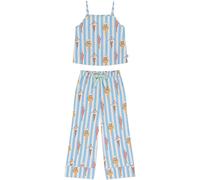 Chelsea Peers Chelsea Peers Blue Swimming Society Stripe Print Cami Long Pyjamas Set