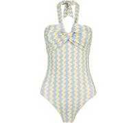 Chelsea Peers Chelsea Peers Blue/Yellow Palmera Rhythm Stripe Print Swimsuit