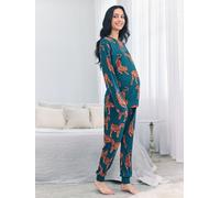 Chelsea Peers Chelsea Peers Green Maternity Pyjamas Tiger Print Long Pyjamas Set