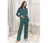 Chelsea Peers Chelsea Peers Green Maternity Sausage Dog Stroll Print Long Pyjama Set