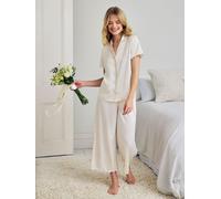 Chelsea Peers Chelsea Peers Natural Satin Scallop Edge Long Pyjama Set - Cream