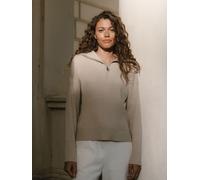 Chelsea Peers Chelsea Peers Nude Ribbed Knit Quarter Zip Funnel Sweatshirt
